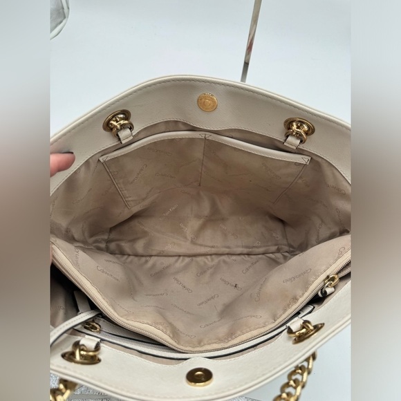 CALVIN‎ KLEIN White Floral Printed Tote - Picture 3 of 8